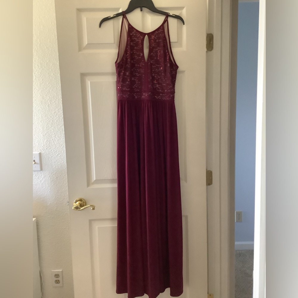 Maroon High Neck Prom Dress